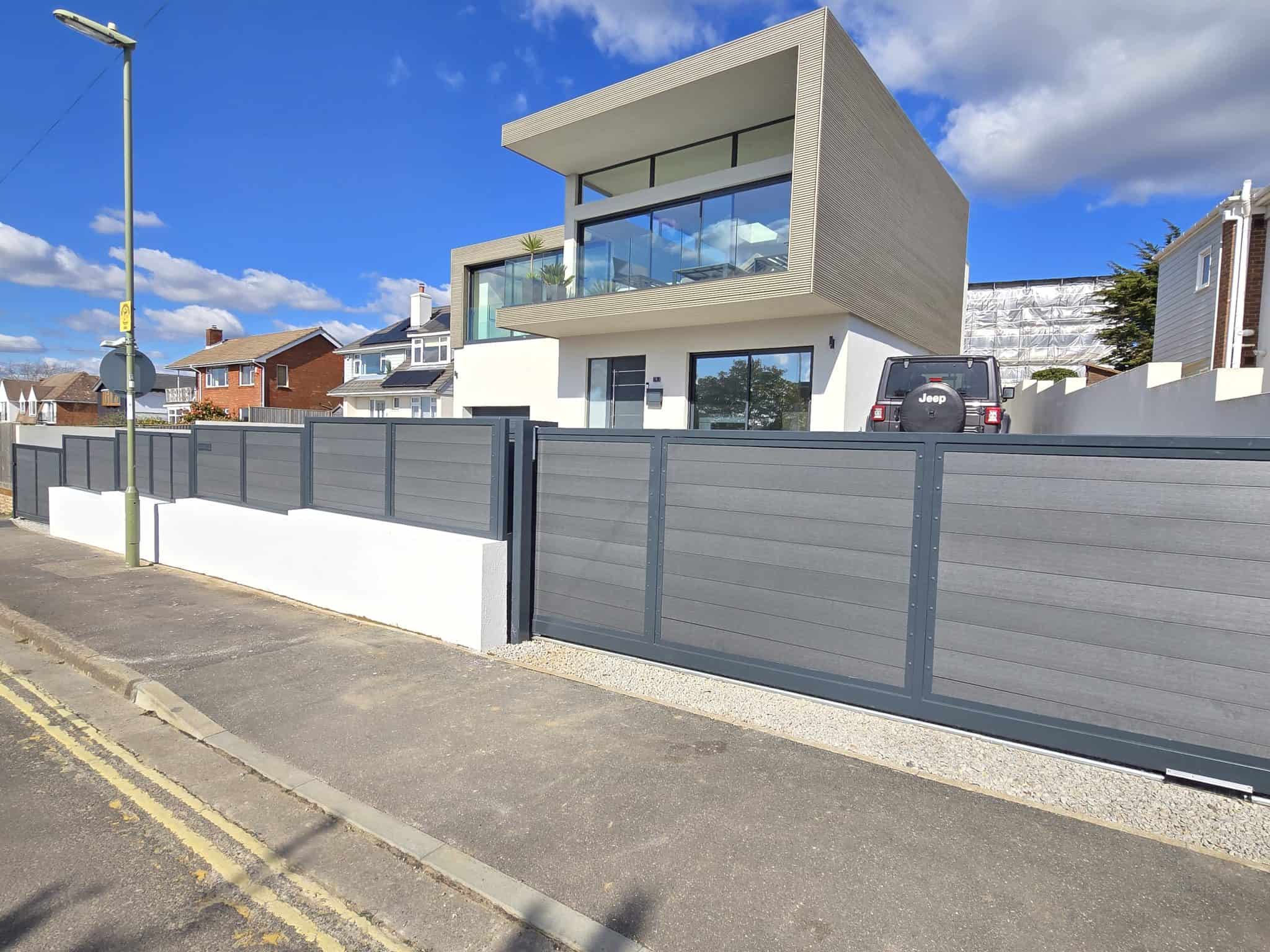 Anthracite composite sliding electric gate option for Fareham entrances
