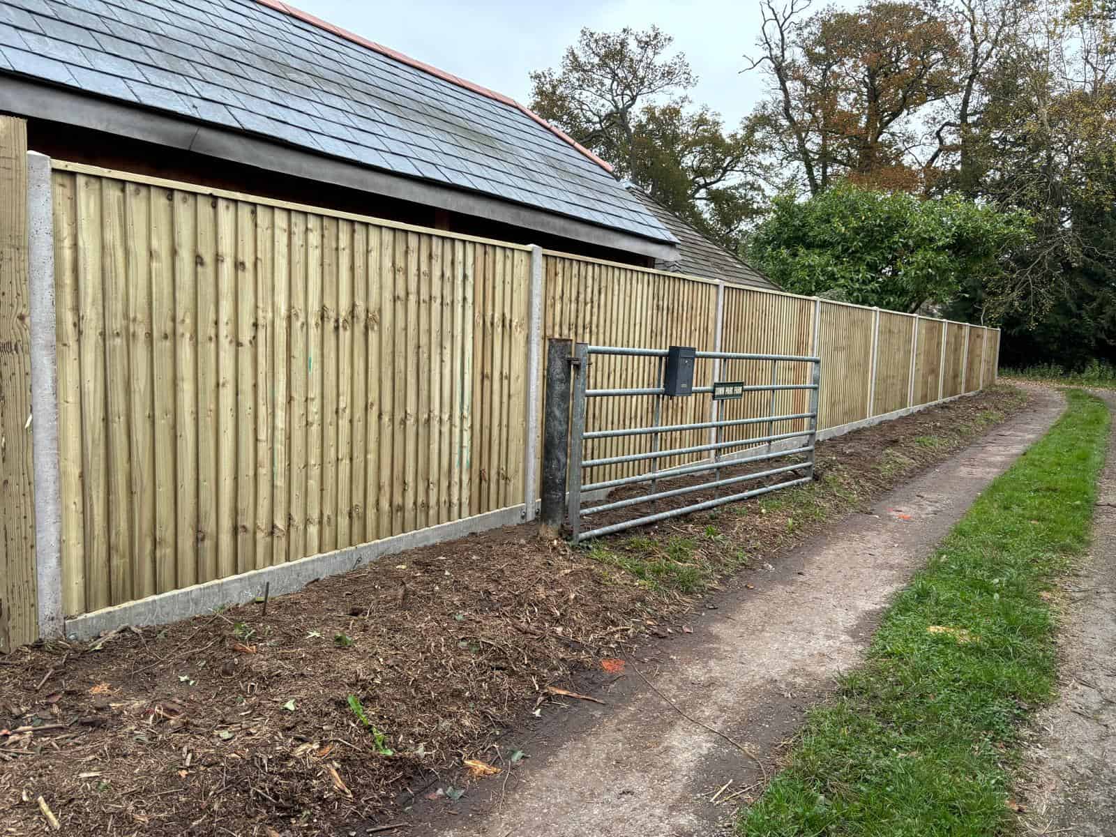 Closeboard fencing installed with tidy finish