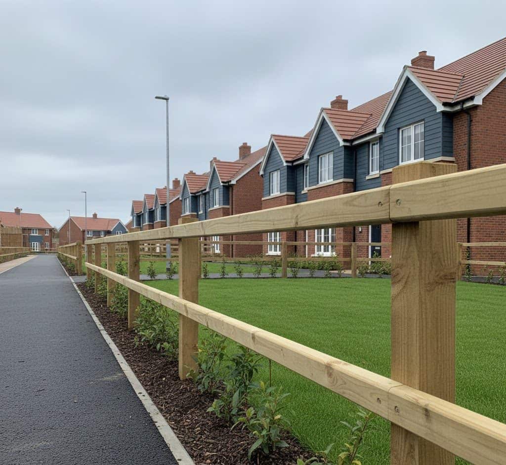 Post and rail fencing installed in Winchester by Perimeter Fencing and Gates