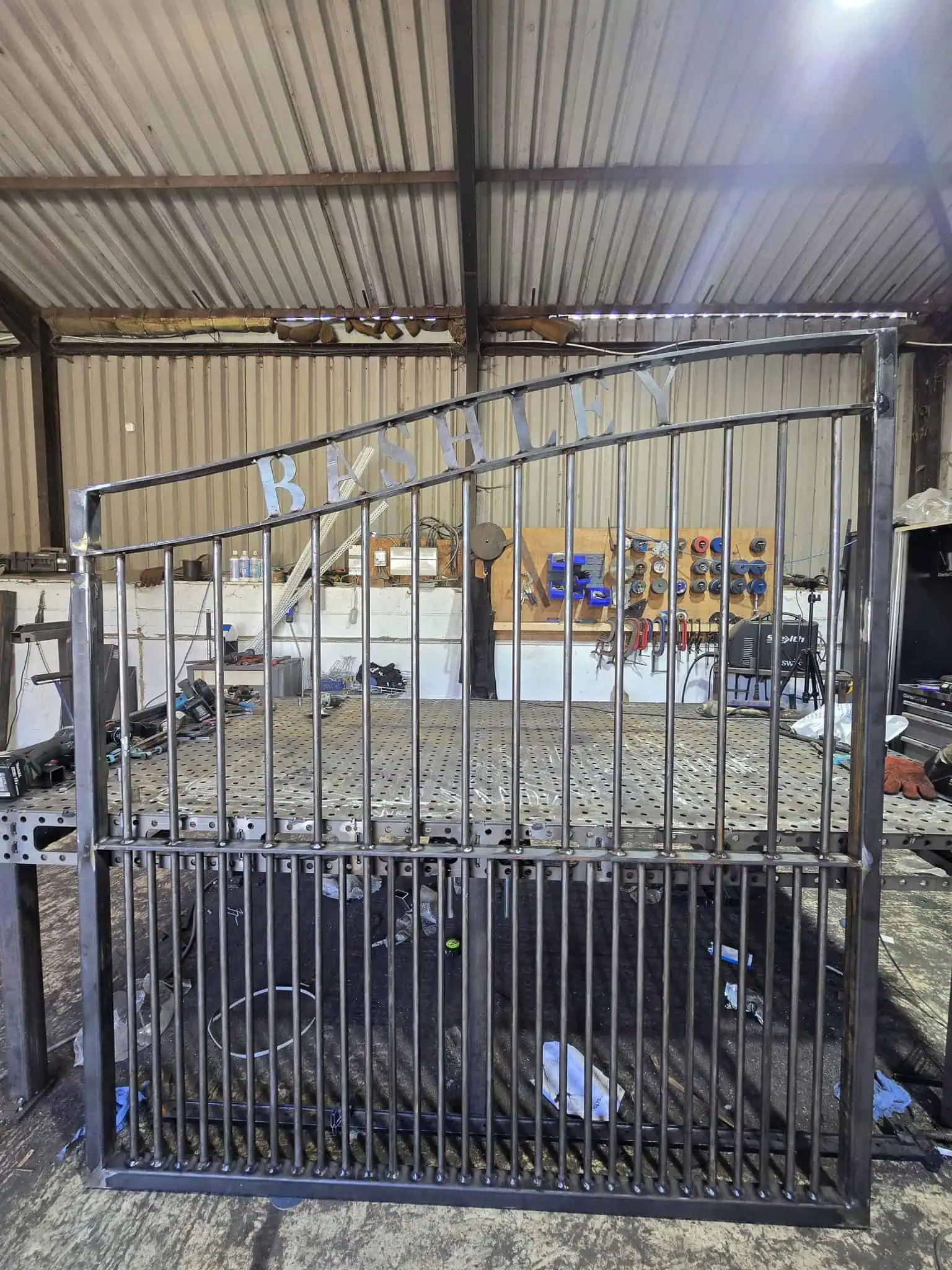 Steel gate leaf frame for a bespoke Perimeter Fencing and Gates project