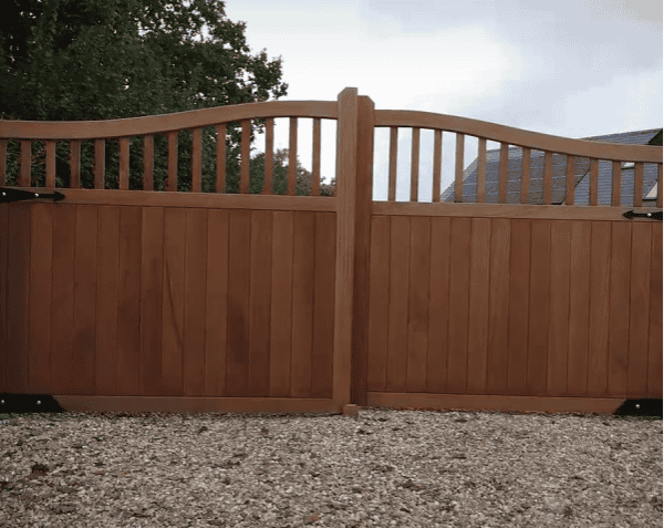 Iroko swan neck electric gates on underground motors for Totton driveways